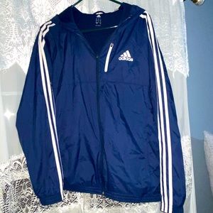Adidas large windbreaker jacket with hood